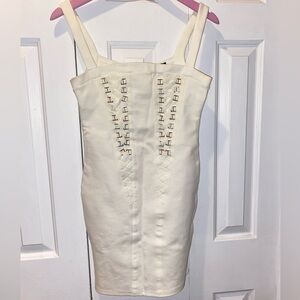 Fashionova size small  Cream and white corset dress with lace up front